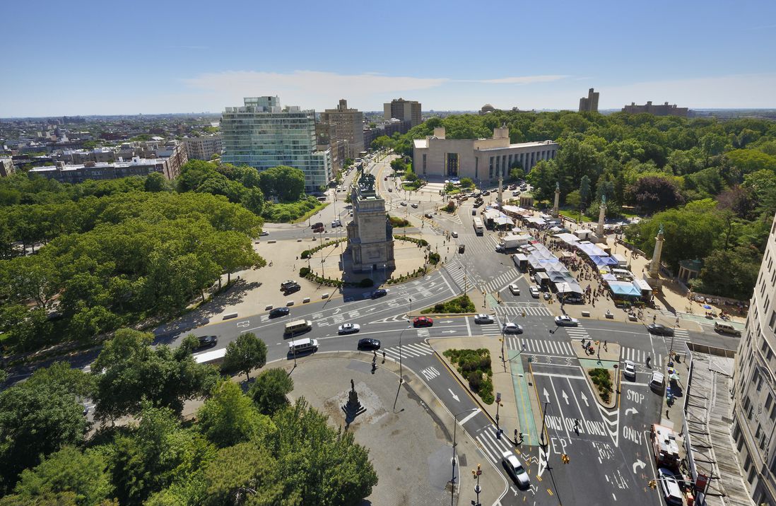 An aerial photograph of Grand Army Plaza